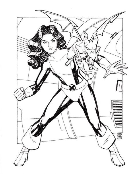 Kitty Pryde and Lockheed by Cliff Chiang Cliff Chiang, Kitty Pryde, Marvel Xmen, Red Queen, Art Gallery Room, Gallery Room, Types Of Art, Ink Art, X Men