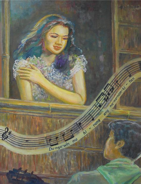 Harana (Serenade) - oil on canvas 24" x 32" by JBulaong 2016 #Harana #serenade #PhilippineCustom #PhilippineTradition #oiloncanvas #painting #JBulaong Philippine Culture Painting, Harana Filipino Tradition Drawing Ideas, Filipino Contemporary Art, Contemporary Filipino Culture Drawing, Indigenous Art Philippines, Harana Filipino Tradition, Harana Filipino Art, Harana Filipino, Philippine Painting