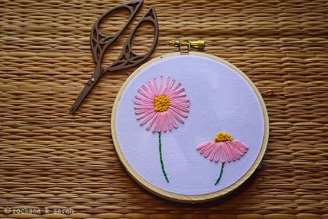 Stitch Flowers: Lazy Daisy – Sarah's Hand Embroidery Tutorials Embroidery Books, Flower Stitch, Daisy Stitch, Daisy Embroidery, Embroidery Stitches Beginner, Lazy Daisy Stitch, Stitch Flowers, Hand Embroidery Tutorial, Embroidery Stitches Tutorial