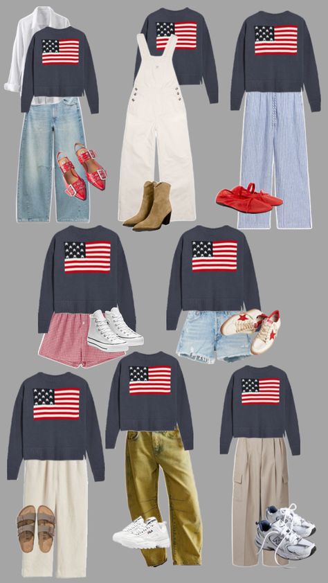 flag sweater, 4th of july, july 4th, outfit inspo Flag Sweater Outfit, Flag Sweater, 4th Of July Outfit, Sweater Outfit, 4th Of July Outfits, July 4th, Autumn Winter Fashion, Sweater Outfits, 4th Of July