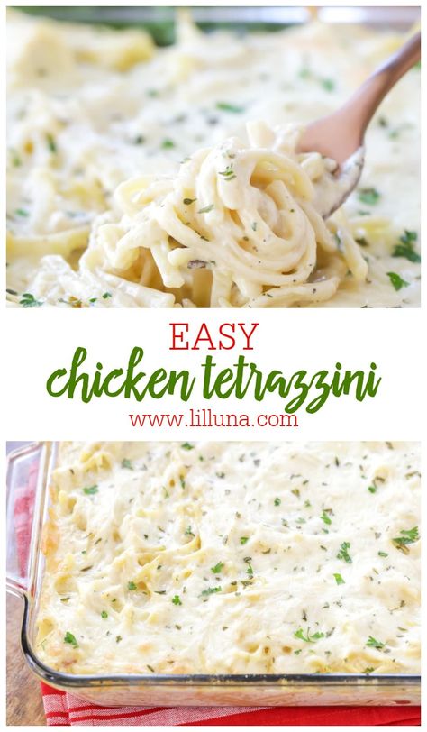 Easy, creamy and utterly delicious Cheesy Chicken Tetrazzini is a family favorite that takes minutes to prep!! #chickentetrazzini #tetrazzini #tetrazzinirecipe #dinner #dinnerideas #chicken #chickenrecipes Cheesy Chicken Tetrazzini, Easy Chicken Tetrazzini Recipe, Easy Chicken Tetrazzini, Chicken Tetrazzini Recipes, Tortellini Alfredo, Lil Luna, Favorite Pasta Recipes, Chicken Tetrazzini, Tasty Pasta