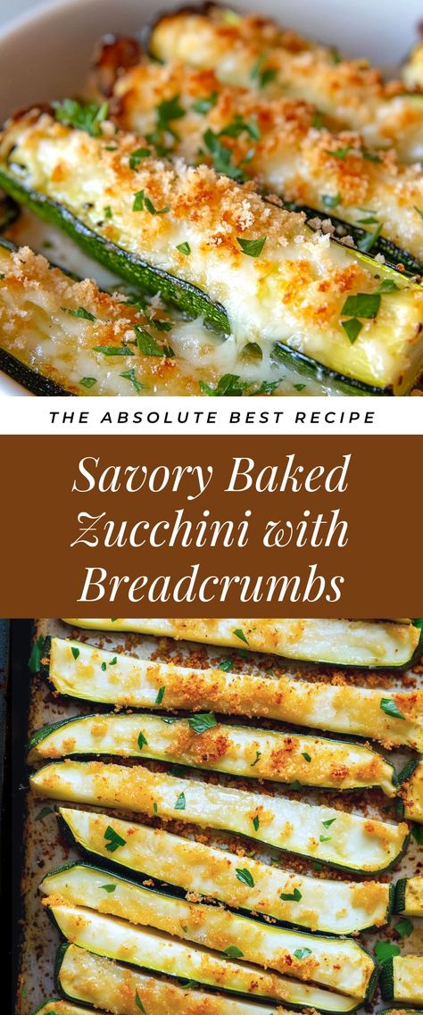 Image for Savory Baked Zucchini with Breadcrumbs Baked Cheesy Zucchini Stacks, Zucchini Bake Recipes, Zuchini Baking Recipes, Zuchinis Recipe Dinner, Zucchini Side Dish Recipes, Zucchini Recipes Baked, Zucchini Side Dishes, Baked Zucchini, Cheesy Zucchini