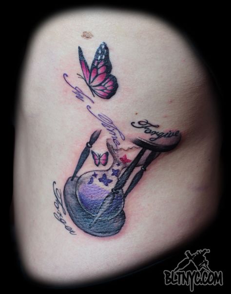 Hourglass Tattoo With Butterflies, Hourglass Butterfly Tattoo, Hourglass Butterfly, Shattered Glass Tattoo, Hourglass Tattoo Feminine, Tattoo Hourglass, Hourglass Tattoo Meaning, Special Tattoo, Butterfly Tattoos Images