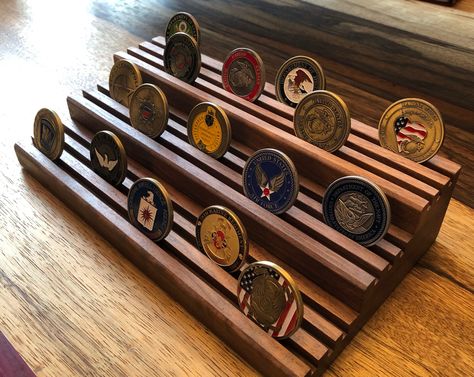 11 Challenge Coin Holder - Etsy Coin Display Stand, Wooden Business Card Holder, Challenge Coin Holder, Trophy Display, Wooden Business Card, Military Challenge Coins, Challenge Coin Display, Coffee Table Cover, Office Desk Storage