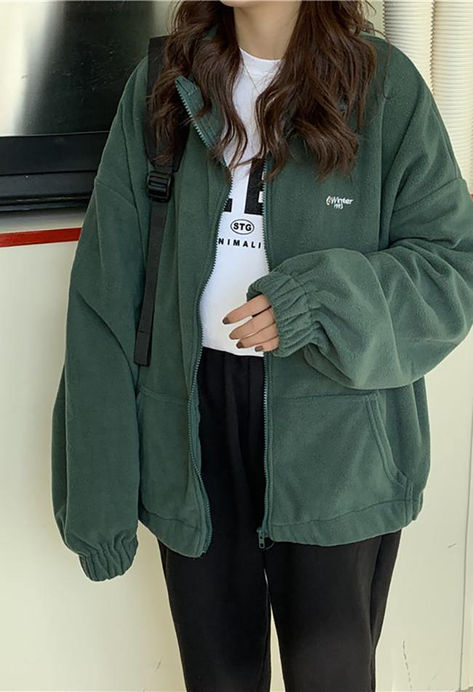 Style: CasualColor: Green, Gray, White, PurpleFabric Content: Spandex, Cotton, PolyesterFit: LooseNeckline: Stand CollarSleeve Length: Long Sleeve Y2k Mini Skirt, Purple Fabric, Mode Inspo, 가을 패션, Jackets Online, Looks Style, Green Jacket, Outfits Casuales, Letter Print