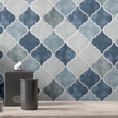 Features:Supreme Tile 4" x 4" Glass Arabesque Fabric look Mosaic Wall Tile features a glossy fabric look design. High-quality glass transforms your home into a magnificent space. The Lantern creates beautiful layouts and designs when mixed and matched with other colors. It also features low maintenance and easy clean will make your life much easier. This premium tile is a perfect and elegant look for your living room, kitchen, and bathroom. Grade 1, first-quality glassCreate beautiful shower sur Blue Backsplash, Glass Brick, Glass Installation, Merola Tile, Mosaic Wall Tiles, Blue Tiles, Porcelain Mosaic, Glass Mosaic Tiles, Tile Samples