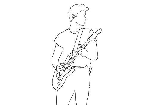 Shawn Mendes Line Art, Guitar Tattoo, Human Figures, Diy Crafts For Kids Easy, Human Figure, Shawn Mendes, Diy Crafts For Kids, Photo Poses, Easy Drawings