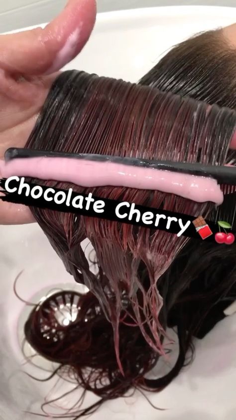 wellahairusa on Instagram: Chocolate Covered Cherry 🍒 Swipe to watch Global Ambassador @paintedhair paint this sweet #WellaHair. @wellaeducation FORMULA Lightened… Cherry Chocolate Hair, Chocolate Cherry Hair Color, Chocolate Cherry Hair, Chocolate Brunette, Cherry Hair Colors, Chocolate Covered Cherry, Cherry Hair, Cherry Chocolate, Chocolate Covered Cherries