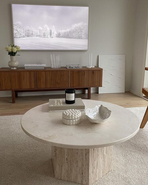 @ninaamarias shared a photo on Instagram: “Travertine coffee table 🤎 @gubiofficial #gubiofficial” • Jan 2, 2021 at 11:33am UTC Loft Ideas, Travertine Coffee Table, Home Themes, Cozy Style, Humble Abode, Scandinavian Interior, White Houses, Home Deco, A Photo