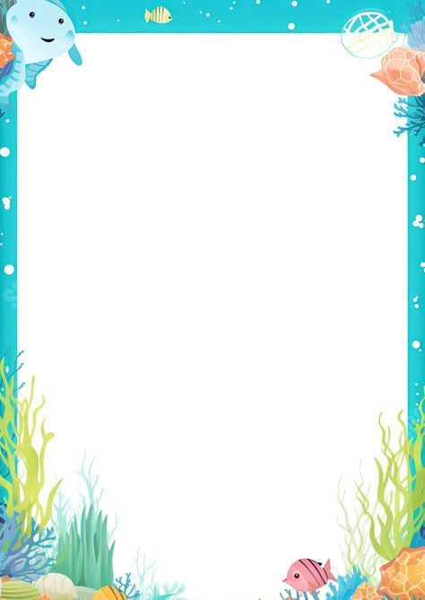 blank frame small fishes frame Beautiful Borders, Printable Frames, Graduation Crafts, Underwater Theme, Framed Words, Page Borders Design, Page Borders, Ocean Park, Small Fish