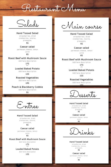 Fine dining restaurant menu customizable design template. Fine Dining Menu Design, Dining Menu Design, Restaurant Business Plan Sample, Fine Dining Menu, Menu Maker, Menu Flyer, Dining Menu, Menu Design Template, Restaurant Menu Template