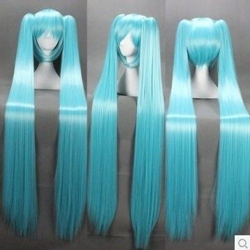 Vocaloid | Wish Hatsune Miku Wig, Miku Wig, Hatsune Miku Costume, Hatsune Miku Cosplay, Double Ponytail, Miku Cosplay, Anime Wigs, Clip In Ponytail, Long Wigs