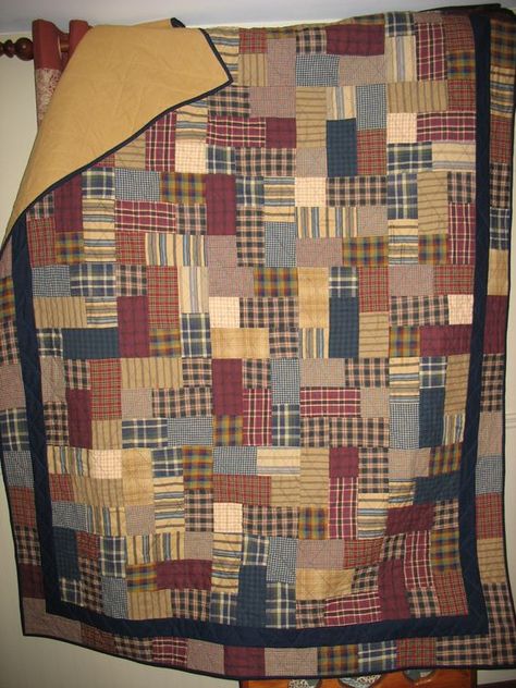 Homespun Fabric Quilts, Homespun Quilts Patterns, Diy Rag Quilt, Homespun Crafts, Homespun Quilts, Flannel Quilt Patterns, Masculine Quilts, Plaid Quilts, Quilt Shirt