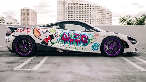 This McLaren Was Spray-Painted by a Graffiti Artist for Art Basel—and It Could Soon Be Yours  @AlmostHomeFL #home #realestate #artbasel… Car Graffiti Art, Custom Painted Cars, Graffiti Car, Car Graffiti, Cars Modified, Car Spray Paint, Car Spray, Bmw M1, Custom Cars Paint