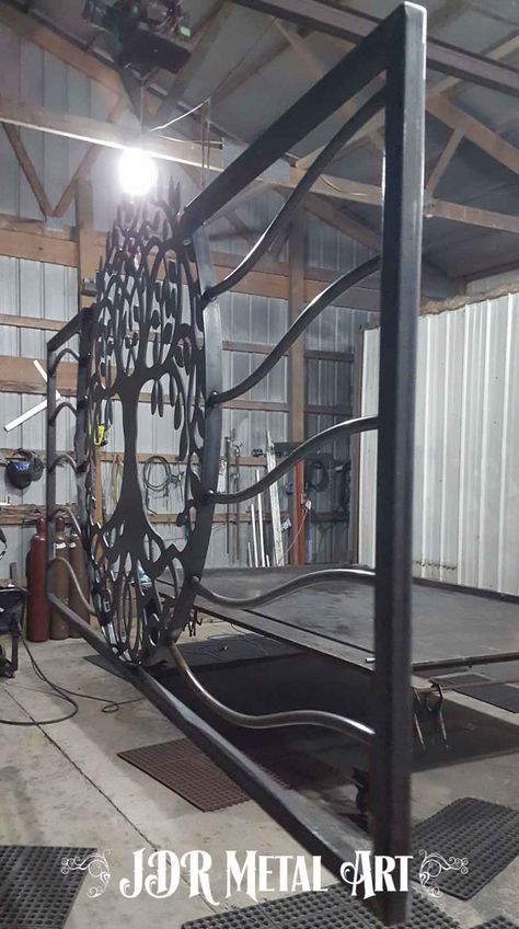 Tree of Life | Plasma Cut Driveway Gate - Custom Driveway Gates - Iron Steel & Aluminum - JDR Metal Art - FREE Standard Shipping! Tree Of Life Gate, Custom Gates Metal, Metal Gates Design, Custom Driveway, Security Gates, Custom Gates, Iron Gate Design, Metal Gates, Back Garden Design