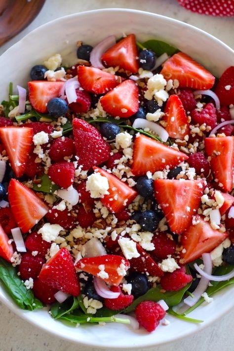 Very Berry Salad, Berry Spinach Salad, Salad With Raspberry Vinaigrette, Raspberry Vinaigrette Dressing, Raspberry Vinaigrette Salad, Raspberry Vinaigrette, Spinach Feta, Berry Salad, Vinaigrette Dressing