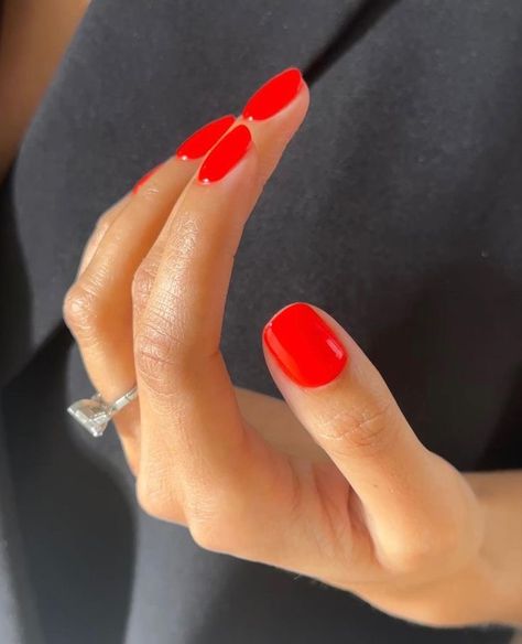 Orangey Red Nails, Neon Red Nails, Mail Inspo, Intimate Lighting, Bright Red Nails, Nail Colours, Neon Nails, Hot Nails, Elegant Nails