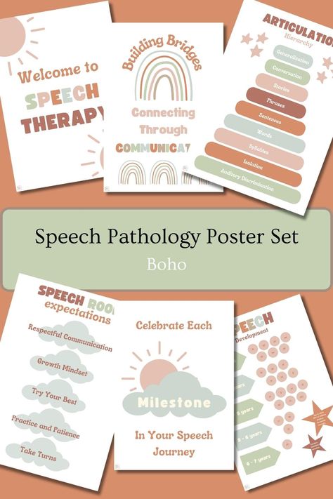 Slp Posters, Pastel Color Theme, Slp Office, Speech Therapy Posters, Speech Therapy Room, Office Decor Wall Art, Boho Poster, Speech Room, Try Your Best