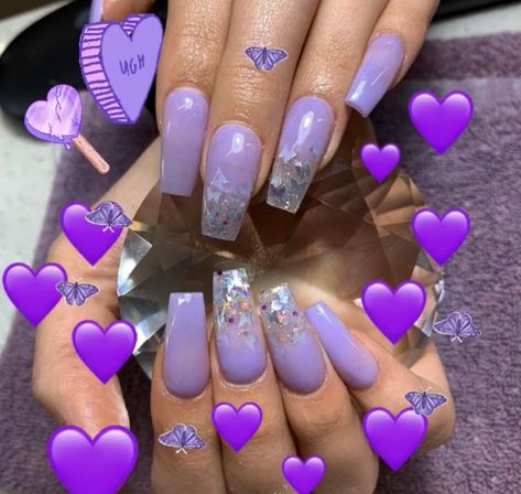 Nails With Butterfly, Lilac Fairy, Nails Butterfly, Green Acrylic Nails, Fairy Butterfly, Purple Acrylic Nails, Butterfly Nails, Purple Acrylic, Lavender Nails