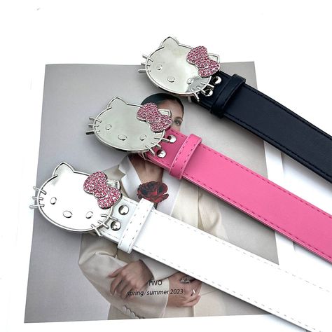 Sanrio Hello Kitty Head Pink Rhinestone Girl Heart Y2K Belt Cartoon Belt Cool Girl Clothing Hello Kitty Belt, Bolo Da Hello Kitty, Hello Kitty Head, Y2k Belt, Hello Kitty Y2k, Hello Kitty Cake, Hello Kitty Nails, Hello Kitty Party, Girl Clothing