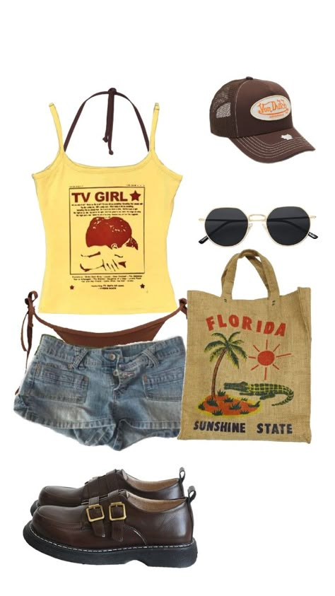 summer outfit inspo Travel Aesthetic Outfits Summer, Hawaii Winter Outfits, Summer Camp Outfit Ideas, Beach Grunge Outfits, Summercore Outfits, Kauai Outfits, Surfer Aesthetic Outfits, Camp Outfits Aesthetic, Fashion Inspo Outfits 2024 Summer