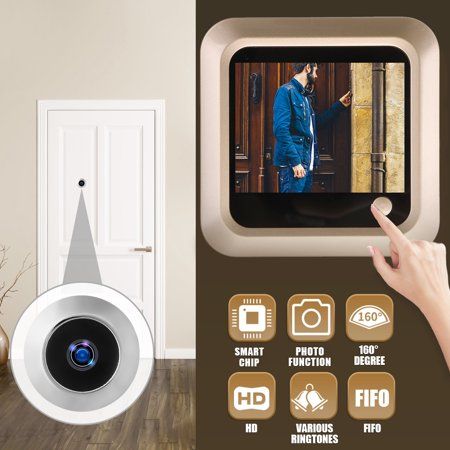 2.4 inch inch Peephole Viewer Camera Video Doorbell Door Eye Wide Angle Fifo Door Bell Security Cam, Gold Modern Doorbell, Front Door Camera, Spy Technology, Apartment Front Doors, Front Door Security, Door Camera, Door Viewer, Burglar Proof, Security Cam