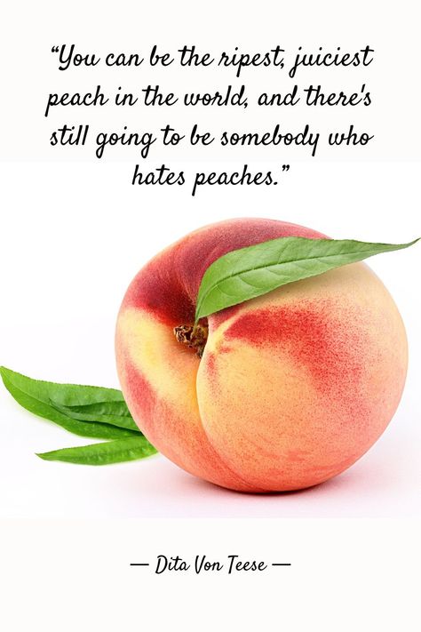 Ripe peach Juiciest Peach Quote, You Could Be The Juiciest Peach, Peach Quote, Pretty Life, Quote Motivation, Feel Good Quotes, Dita Von, Dita Von Teese, Peaches