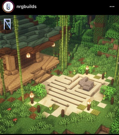 Japanese Zen Garden Minecraft, Minecraft Zen Garden Ideas, Minecraft Bamboo Forest, Minecraft Rice Field, Japanese Garden Minecraft, Minecraft Courtyard, Bamboo Minecraft, Minecraft Japanese Garden, Minecraft Zen Garden