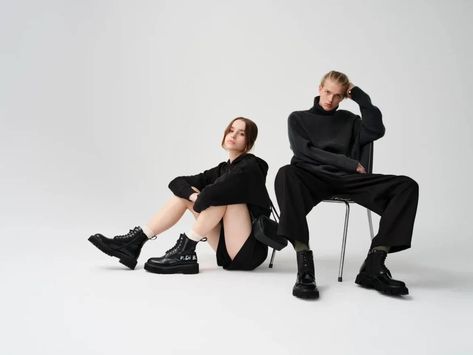 Man And Women Modeling, Male And Female Model Shoot, Editorial Poses Two People, Male And Female Model Poses, Male And Female Photoshoot, Boots Photoshoot Ideas, Group Studio Photoshoot, 2 Person Photoshoot, Two Models Photoshoot