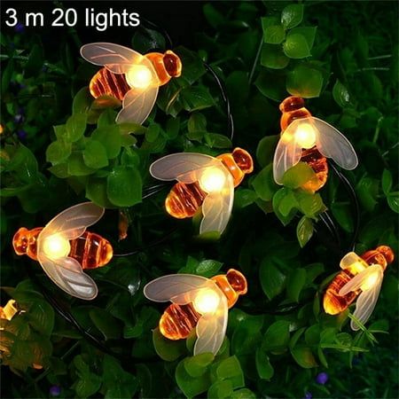 Honey Bee LED String Fairy Light Outdoor Garden Fence Patio Christmas Garland Lights Size: 3m 20 light.  Color: White. Fairy Light Outdoor, Red String Lights, Garland Lights, Christmas Led String Lights, Bee Sweet, Christmas Lights Garland, String Ball Lights, Outdoor Fairy Lights, Artificial Garland