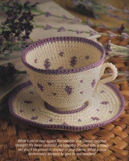 Tapestry Tea Cup & Saucer Library Tapestry, Crochet Tea Cup, Mug Cover, Crochet Pot Holders Free Pattern, Crochet Cake, Crochet Mug, Home Decor Gift Ideas, Decor Gift Ideas, Crochet Tapestry