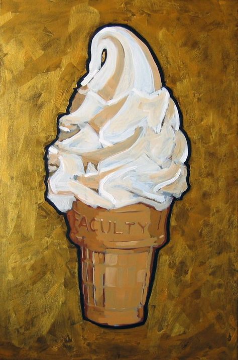 if only I had room in my kitchen, I would paint a series of these with sprinkles..... course, I do have an entire blank dinning room wall..... Painting Ice Cream, Painting Ice, Art Ice Cream, Fruit Collage, Ice Cream Painting, Ice Cream Illustration, Ice Cream Art, Room Painting, Love Ice Cream