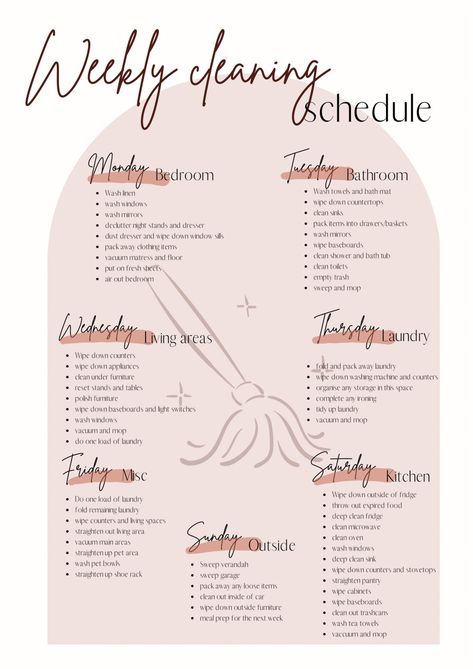 Customizable Cleaning Schedule, Free Printable Cleaning Schedule, Household Cleaning Schedule, Cleaning Schedule Templates, Cleaning Chart, Organisation Tips, Room Checklist, Deep Cleaning Checklist, Journal Lists