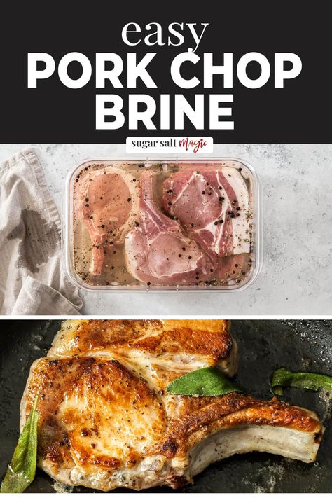 Use this pork chop brine for perfectly juicy and seasoned pork chops, and minimal effort. Whilst perfect for pork chops, this all-purpose pork brine is great for any cut of pork, chicken or beef too. Simple Pork Chop Brine, Pork Brine Recipe Simple, Brine For Pork Chops, Pork Brine Recipe, Pork Chop Brine Recipes, Pork Brine, Seasoned Pork Chops, Brine For Pork, Pork Chop Brine