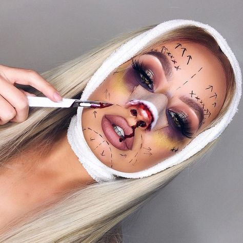 Horror Smink, Nem Halloween Makeup, Halloween Zombie Makeup, Fest Smink, Pelottava Halloween, Pretty Halloween Makeup, Halloweenský Makeup, Halloween Make-up Looks, New Makeup Ideas