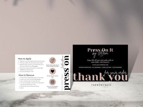 Press On Nails Instructions, Apply Press On Nails, Nails Business, Professional Business Card, Press Ons, Edit Text, Text Fonts, Diy Printable, Professional Business Cards