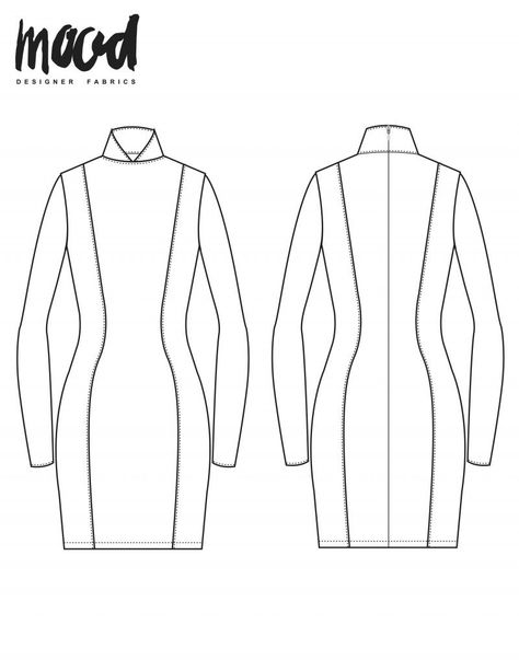 Long Sleeve Dress Pattern Free, Mood Fabrics Free Pattern, Night Dress Pattern, Free Dress Sewing Pattern, Sewing Patterns For Men, Mood Patterns, Pattern Free Sewing, Dress Pattern Free, Mood Sewciety