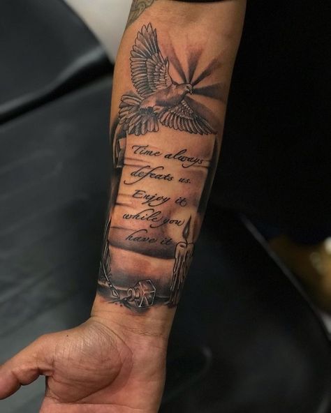 Tattoo Dove, Tato Lengan Bawah, Tattoo Bras Homme, Mangas Tattoo, Realistisches Tattoo, Rip Tattoo, Forearm Tattoo Quotes, It Tattoo, Half Sleeve Tattoos Forearm