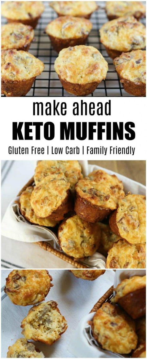 Keto Low Carb Cheesy Bacon and Sausage Muffin Tin Biscuits, a super easy way to make a yummy breakfast that is #kidfriendly #glutenfree and loaded with protein! #ketorecipes #keto #lowcarbrecipes #lowcarb #ketobreakfast #ketomuffins #ketobiscuits #sausagepuffs #sausagerolls #bacon #sausage #makeahead #mealplan Low Carb Breakfast Biscuits, Keto Sausage Muffins, Keto Ham And Cheese Biscuits, Keto Breakfast Biscuits, Sausage Muffin, Sausage Cheese Muffins, Make Ahead Keto, Low Carb Breakfast Muffins, Sausage Breakfast Muffins