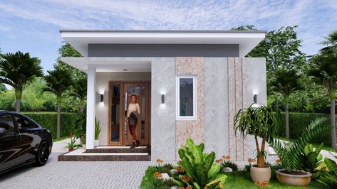 Small House Layout Terrace Entrance, Backyard Guest Houses, Modern Bungalow House Design, Plan Floor, Small House Layout, Modern Bungalow House, Modern Style House Plans, Open Plan Living Room, House Layout Plans