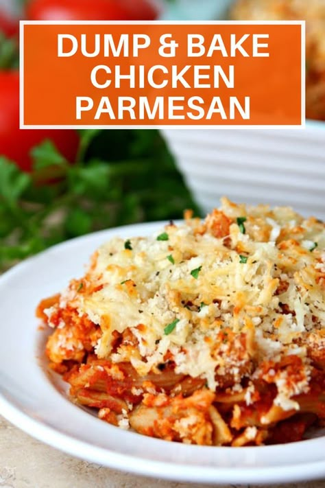 Dump And Bake Chicken, Comfort Food Recipes Casseroles, Baked Chicken Parm, Cheesy Dinner, Baked Chicken Casserole, Baked Garlic Parmesan Chicken, Dump And Bake, Chicken Parmesan Recipe Baked, Chicken Parmesan Recipe