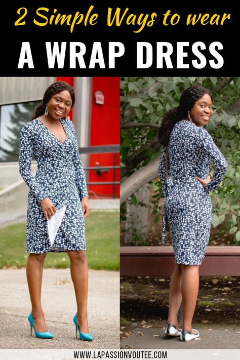 Styling this chic navy floral wrap dress in two simple ways today to show you how to get the most out of your wardrobe. Everyday style for women! Alaska fashion blogger, faux wrap dress, Amazon wrap dress, fall fashion, New Jersey fashion blogger, workwear, office style Black Fashion Bloggers, Jersey Fashion, Alaska Fashion, Dress Amazon, Floral Wrap Dress, Street Swag, Fashion Articles, Fashion Sites, Style Edit