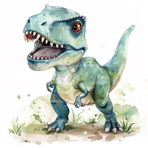 Cute Cartoon Baby Trex Clipart Dinosaur Watercolor Art Printable High Quality JPG Papercraft Junk Journal Scrapbooking Digital Download On Etsy: dreamweavecraftery.etsy.com #cute #cartoon #watercolor #clipart #art #papercraft #designing #craft #junkjournal #printable #download #scrapbooking #collage #dinosaur #ancient #trex #tyrannosaurus #baby Dinosaurs Images, Dinosaur Watercolor, Dinosaur Clipart, Watercolor Clip Art, Card Making Crafts, Baby Dinosaurs, Cartoon Dinosaur, Clipart Cartoon, Kids Clipart