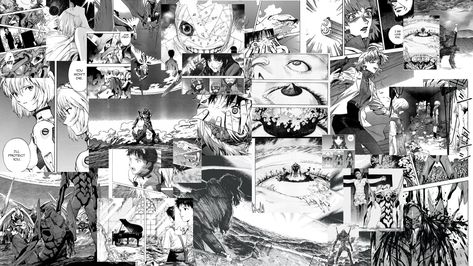 i made this collage of the neon genesis evaneglion manga, these are some of my favourite panels. i hope you like this wallpaper. Neon Genesis Lockscreen, Neon Genesis Evangelion Laptop Wallpaper, Manga Collage Wallpaper, Neon Genesis Background, Neon Genesis Evangelion Black And White, Neon Genesis Desktop Wallpaper, Neon Genesis Evangelion Computer Wallpaper, Manga Collage, Neon Evangelion