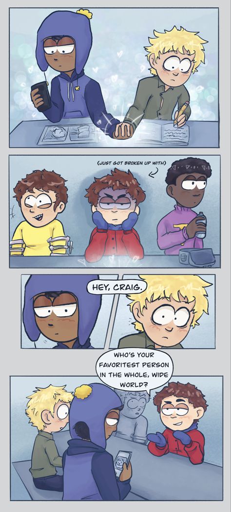 Clyde: today I will cause problems Tweek And Clyde, Craig X Tweek Comics, Sp Creek, Clingy Craig X Tweek, Craigs Gang, Cryle South Park Fanart, Tolkien X Clyde South Park, South Park Comic, Clyde X Token