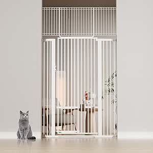 Extra Tall 72" Baby Gate with Cat Door- Dog gate for Doorway 30" and 41" Wide, Pressure Mounted Walk Through Swing Auto Close Safety Metal Pet Gate with Cat Puppy Kitten Door for Toddler Child Indoor Indoor Gates, Baby Gate, Dog Gate, Pet Gate, Cat Door, Gate, Kittens, Puppies, Pet