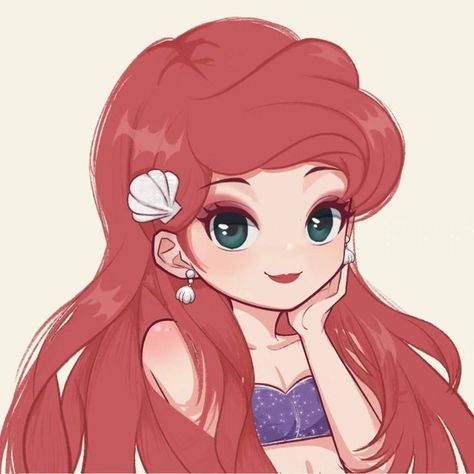 Ariel Cartoon, Chibi Disney, Disney Princess Artwork, Disney Princesses And Princes, Disney Princess Fan Art, Karakter Disney, Disney Princess Ariel, Disney Princess Drawings, Princess Drawings