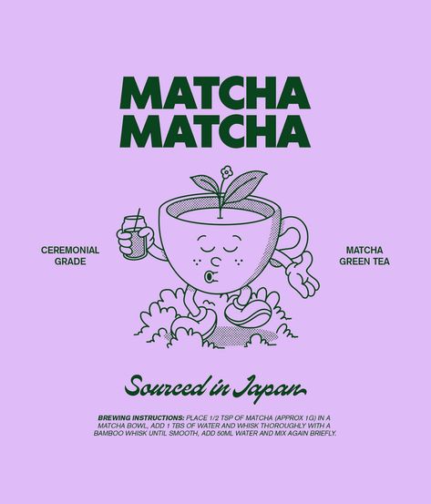 Exploring Branding and Visual Design: The Matcha Matcha Case Study Matcha Graphic Design, Matcha Graphic, Matcha Packaging Design, Nekohama Matcha, Tea Branding Design, Tea Graphic Design, Matcha Illustration, Matcha Business, Matcha Packaging