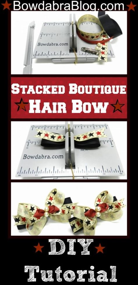 Hair Bows Tutorial, Bowdabra Bows, Bow Making Tutorials, Hair Tie Holder, Stacked Hair Bow, Bow Diy, Stacked Hair, Tutorial Hair, Making Bows