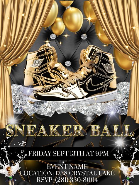 Sneaker Ball Invitation Ideas, Sneaker Ball Decorations, Sneaker Ball Flyer, Sneaker Ball Party Ideas, Sneaker Ball Invitation, Sneaker Balls, Custom Shoelaces, Ball Invitation, Sneaker Ball